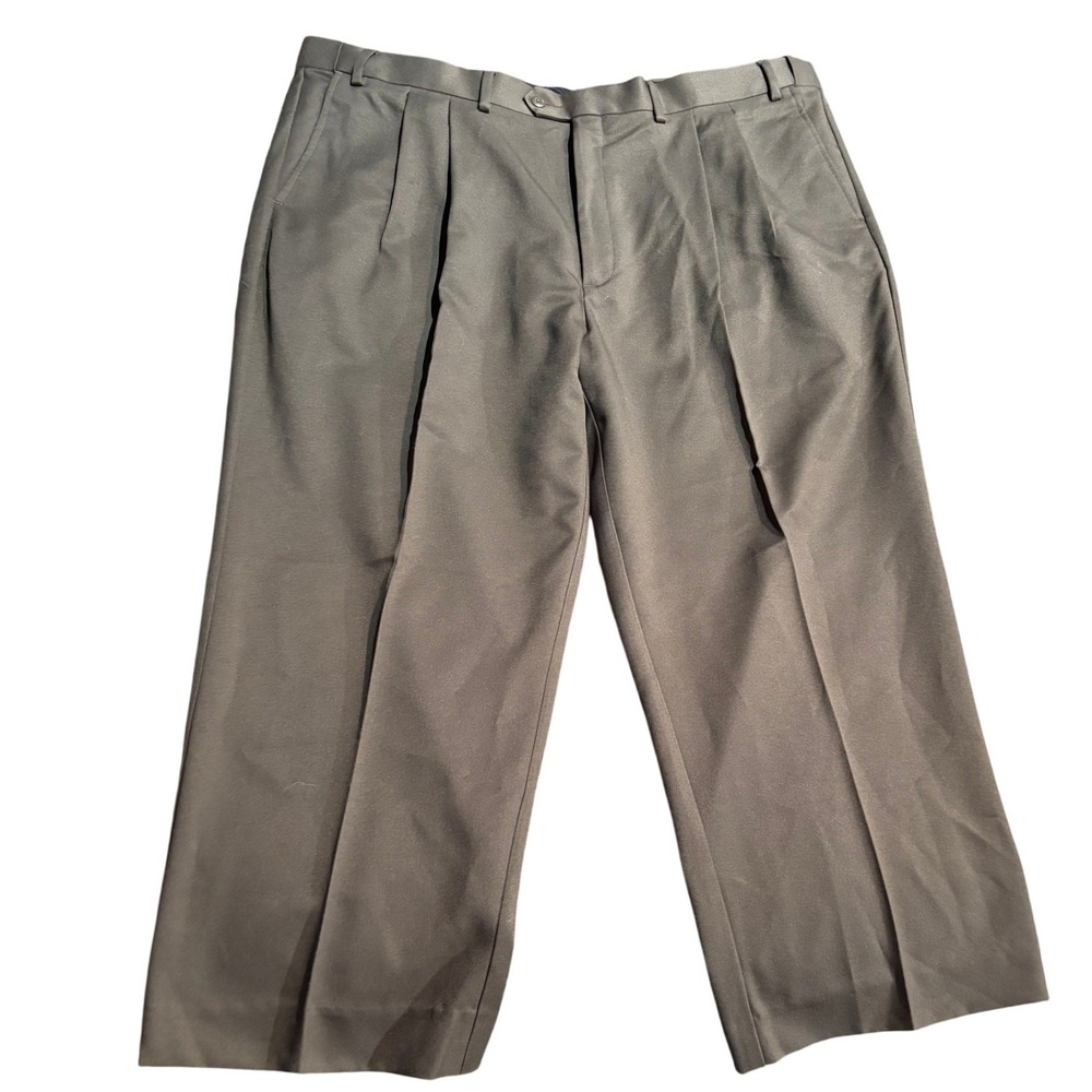 Savane Mens Double Pleated Dress Pants Dark‎ Brown 44x30 (Actual 44x25.5)